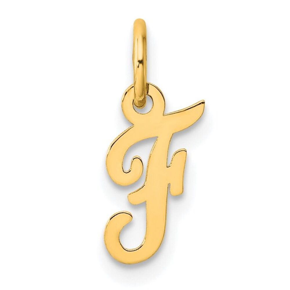 Kazi Luxury 14k Yellow Gold Small Script Letter F… - image 1